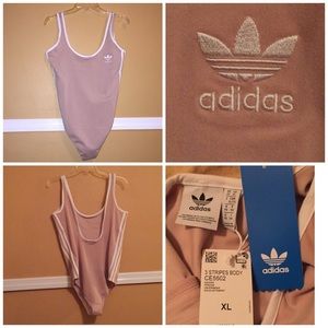 NWT Beige Adidas 3 Stripe Body Suit Size XL